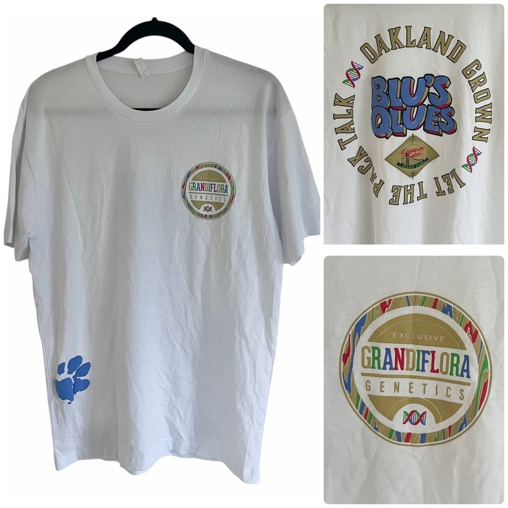 Grandiflora Genetics White 100% Cotton Short Sleeve T Shirt Tee Large - Picture 2 of 8